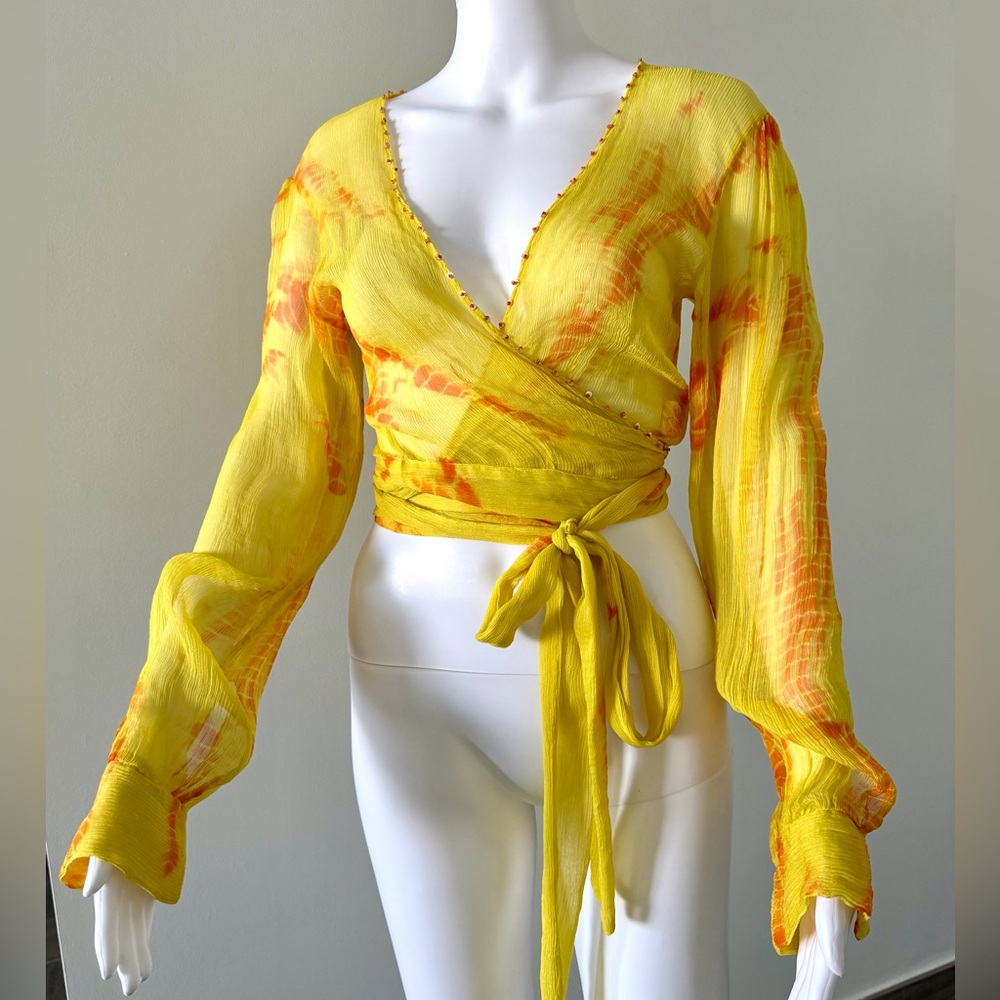Yellow Tie-Dye Wrap Top